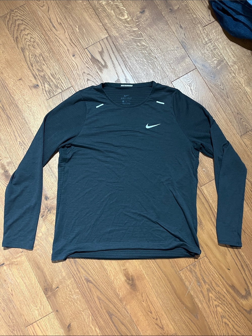 Nike Black Long-Sleeve Training Top with White Swoosh